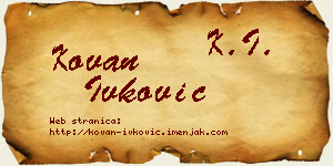 Kovan Ivković vizit kartica